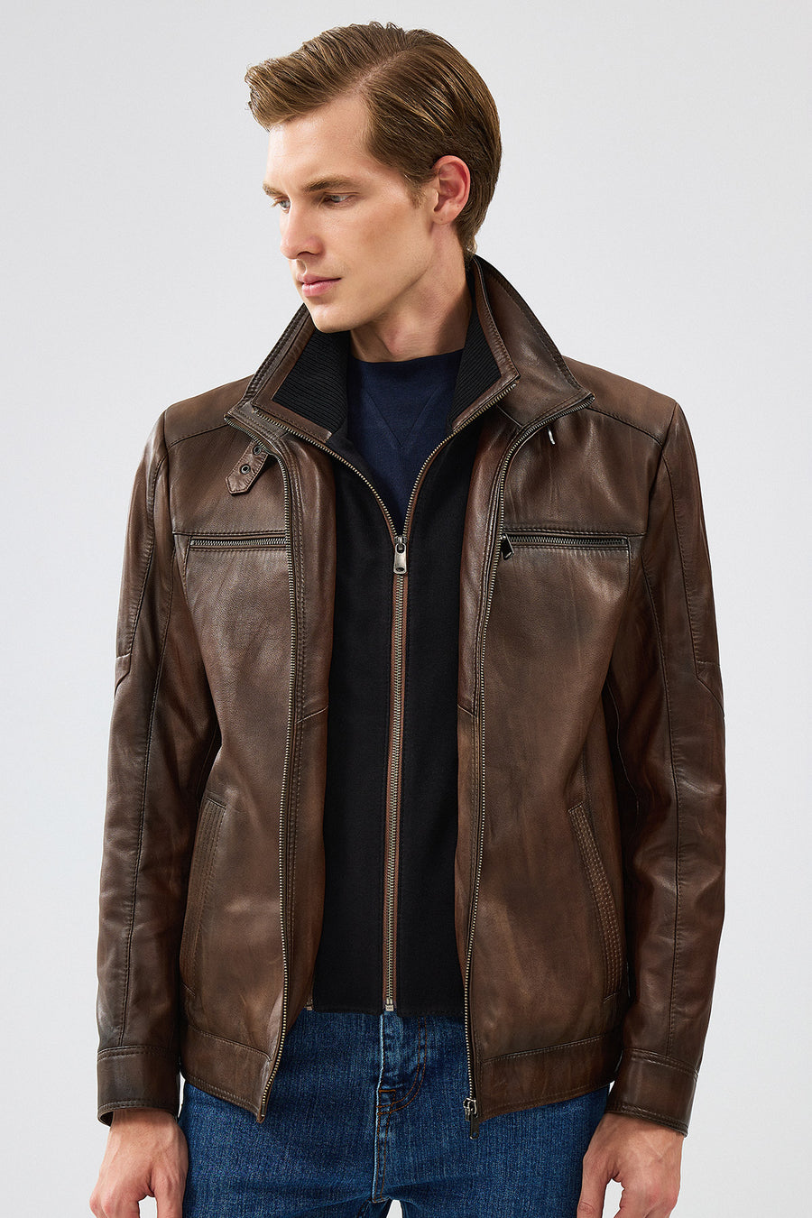 Mateo Men's Brown Leather Jacket
