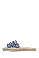 Women's Blue Straw Sole Knitted Espadrille Slippers | Derimod