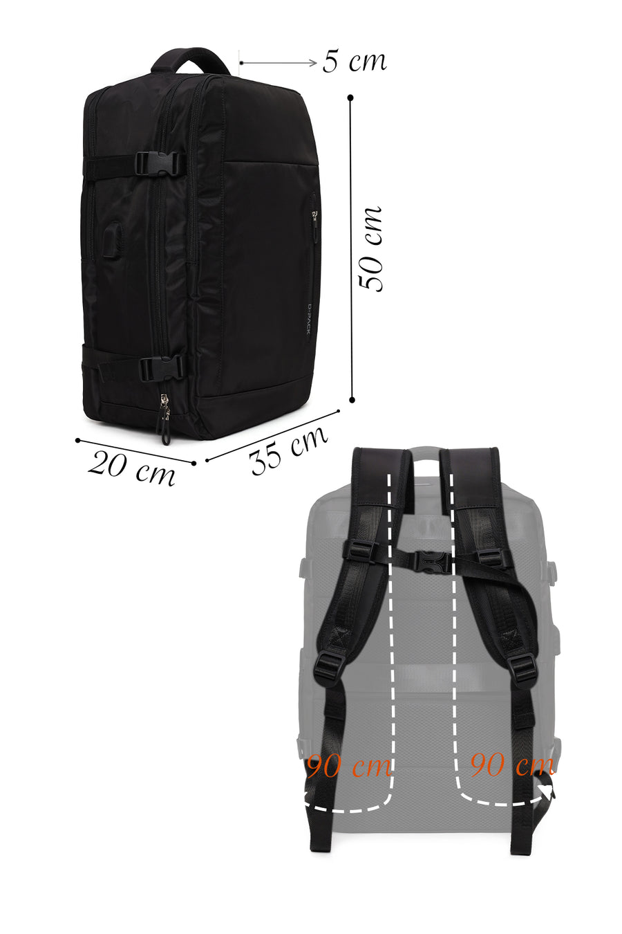 D-Pack Erkek Siyah Kumaş Sırt Çantası