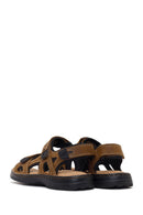 Men's Brown Double Strap Leather Sandals | Derimod