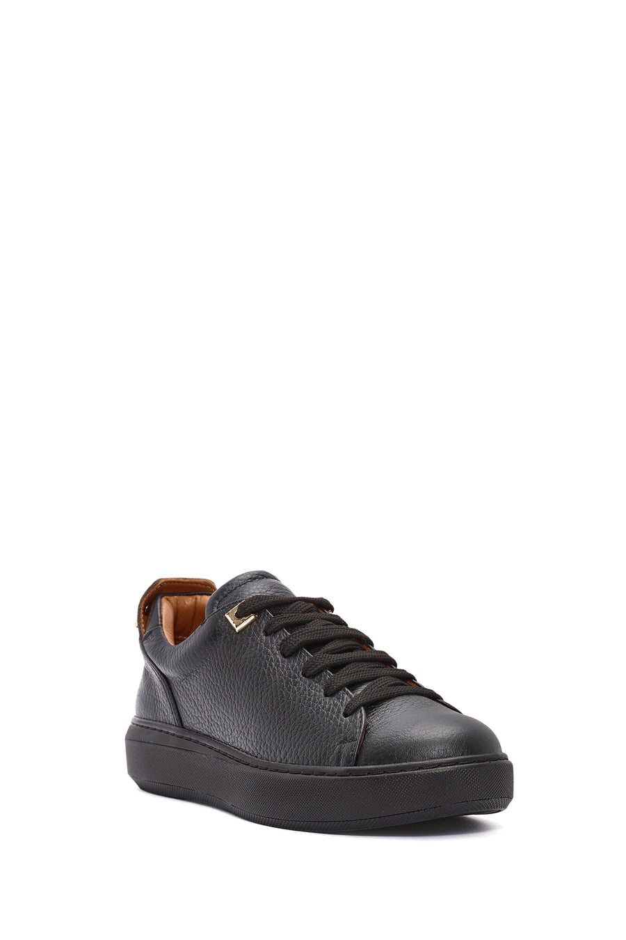 Kadın Siyah Bağcıklı Deri Sneaker