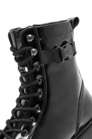 Men's Black Zippered Leather Combat Boots | Derimod