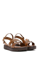 Women's Tan Leather Bodrum Sandals | Derimod