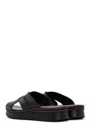 Women's Black Leather Comfort Slippers | Derimod