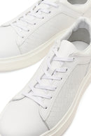 Men's White Lace-up Thick-Sole Leather Sneaker | Derimod