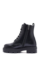 Harley Davidson Women's Black Carrie Lace-Up Zipper Detail Leather Combat Boots | Derimod