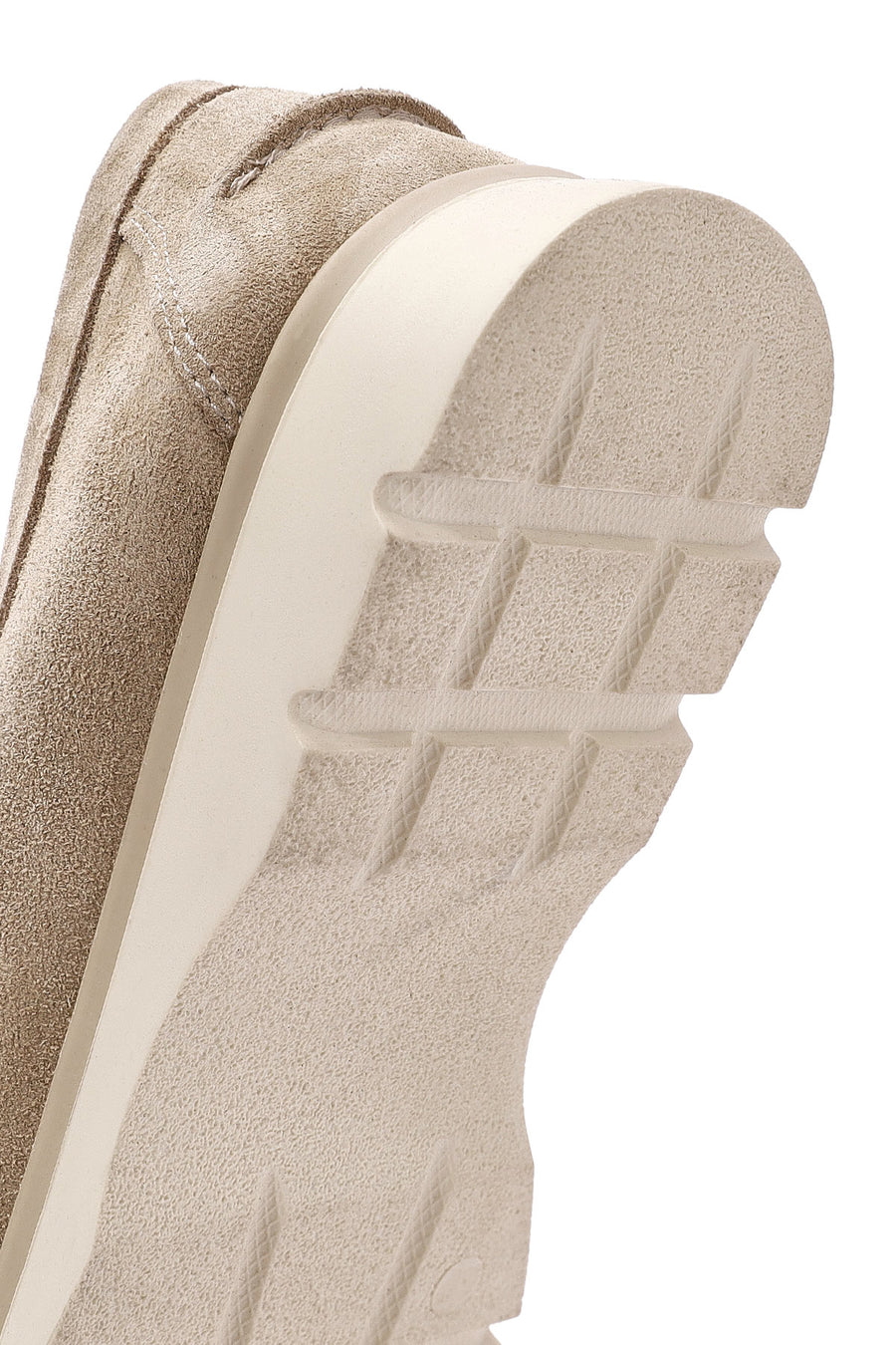 Women's Beige Buckle Detailed Suede Leather Comfort Loafer
