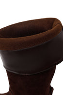Woman Brown Buckle-Detail Suede Boots | Derimod