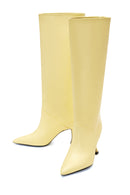 Women's Yellow Leather Heeled Boots | Derimod