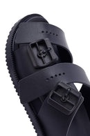 Men's Navy Blue Double Buckle Slippers | Derimod