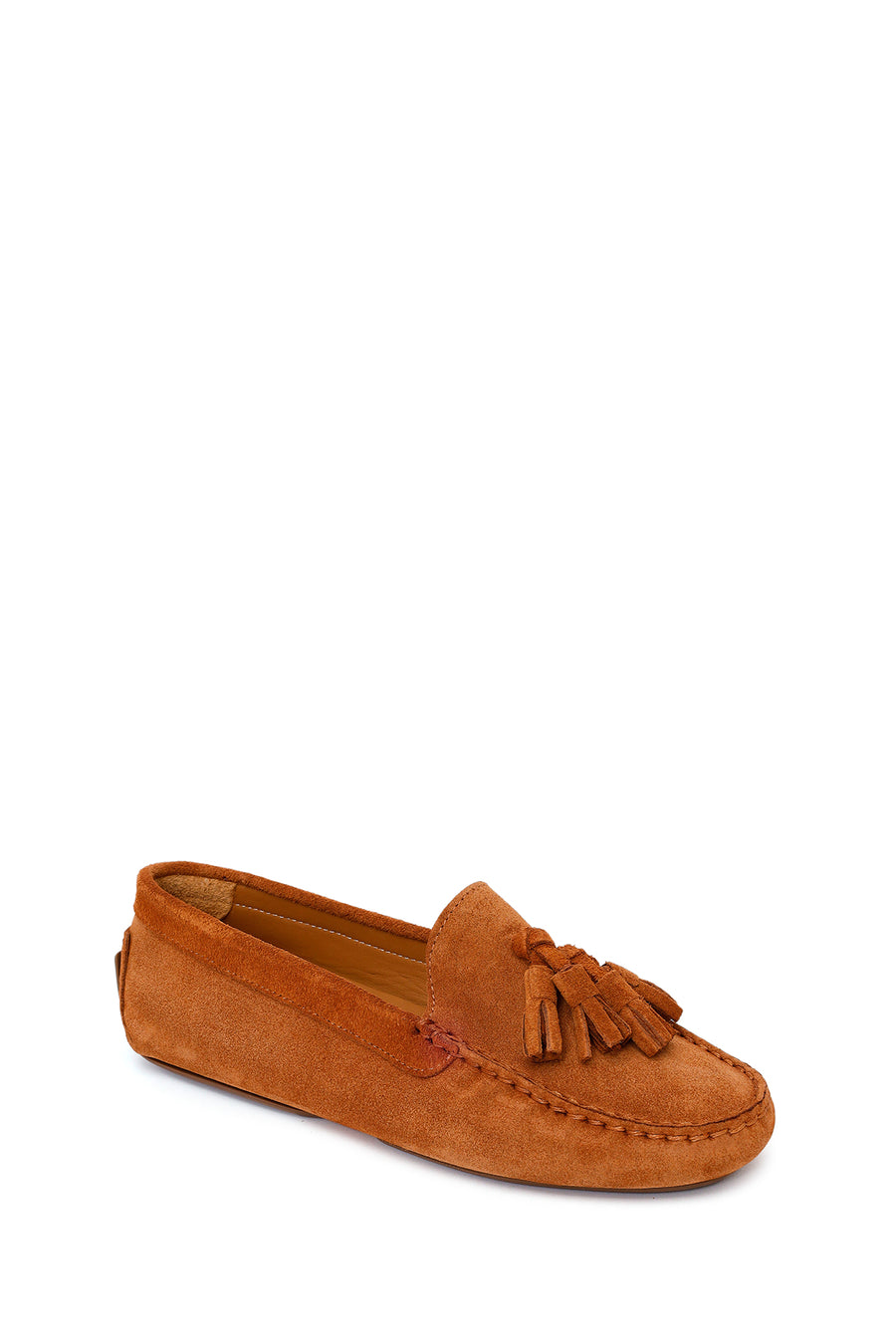 Woman Tan Tasselled Suede Leather Loafer