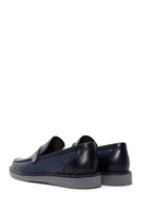 Men's Navy Blue Leather Casual Loafer | Derimod