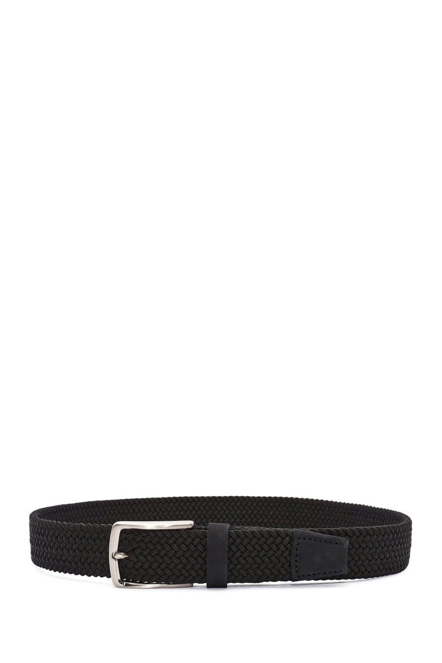 Men's Black Braided Leather Belt