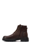 Men's Brown Zippered Thick-Soled Leather Boots | Derimod