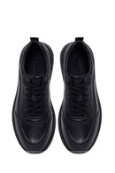 Erkek Siyah Bağcıklı Kalın Tabanlı Deri Casual Sneaker | Derimod