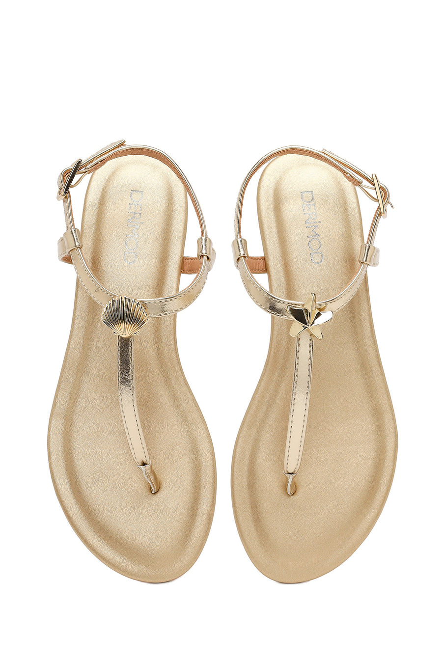 Woman Gold Metallic Toe-Post Sandal