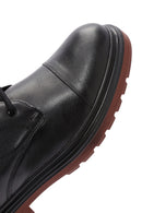 Men's Black Zippered Lace-Up Leather Combat Boots | Derimod