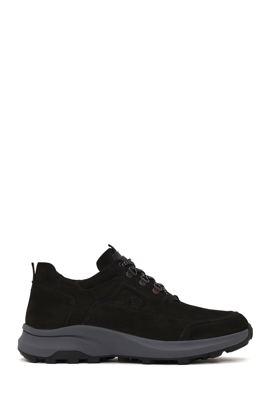 Erkek Siyah Bağcıklı Kalın Tabanlı Nubuk Deri Casual Sneaker WM700005DN | Derimod
