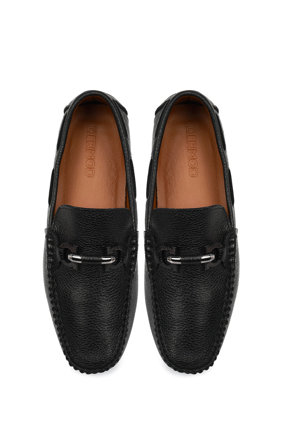 Men's Black Buckle Leather Casual Loafer