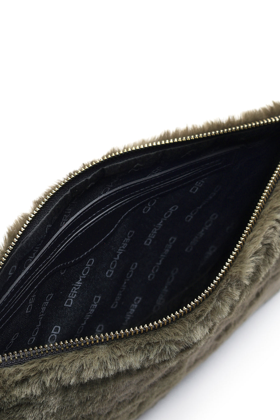 Women's Khaki Chain Strap Plush Clutch Bag