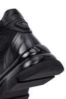 Men's Black Zippered Leather Boat | Derimod