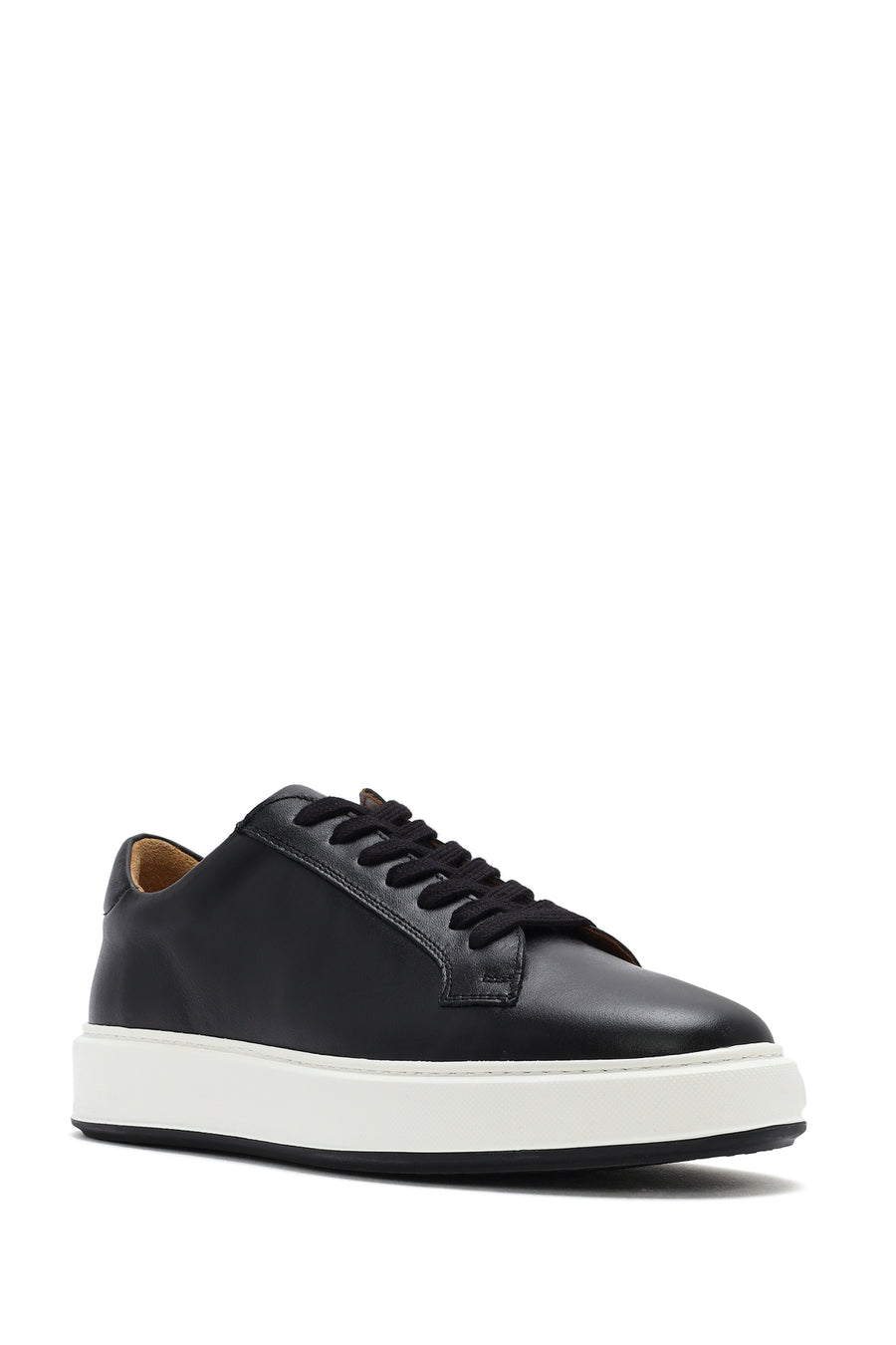Men's Black Thick Sole Lace Up Leather Sneaker