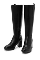 Women's Black Thick Heeled Zippered Boots | Derimod