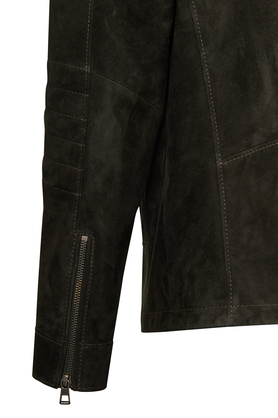 Lorenzo Male Gray Stand Collar Suede Leather Jacket