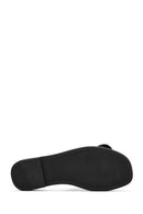 Women's Grey Metallic Leather Slippers | Derimod