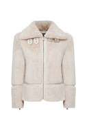 Sevilla Women's Beige Teddy Coat | Derimod