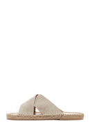 Men's Beige Suede Leather Slippers | Derimod