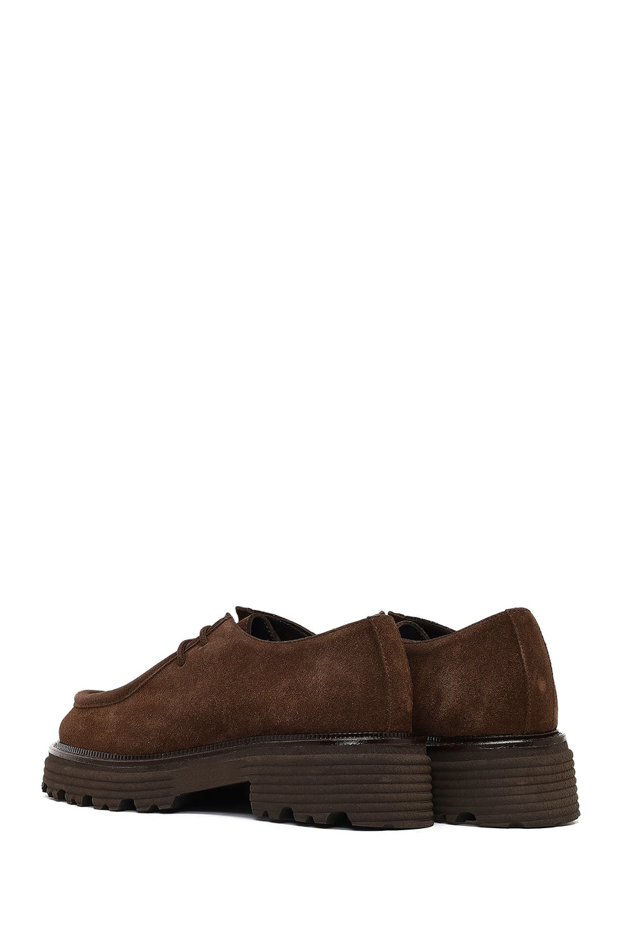 Woman Brown Lace-Up Thick-Soled Suede Masculine Shoes