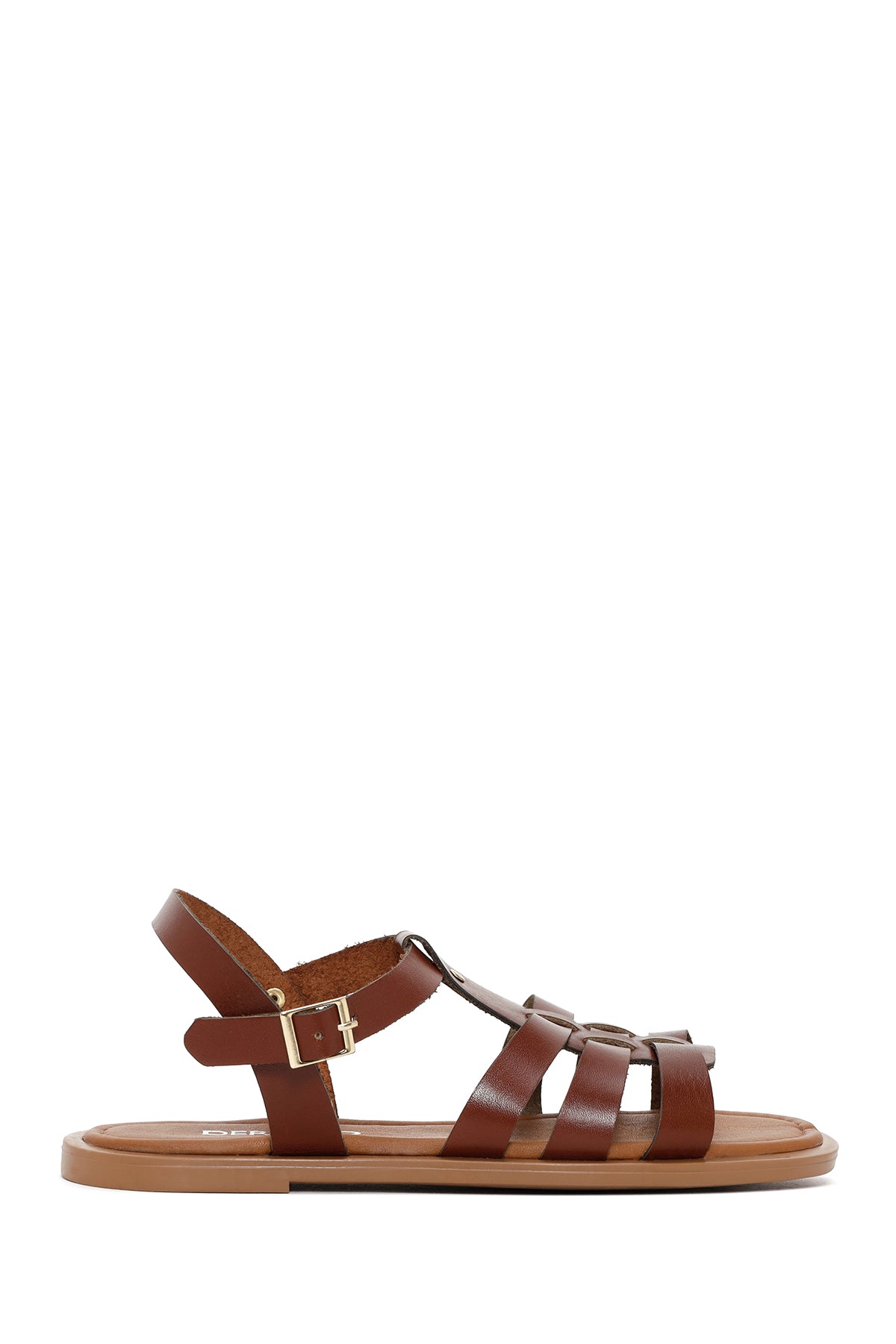 Women's Brown Ankle Strap Leather Bodrum Sandals 24SFD332918 | Derimod