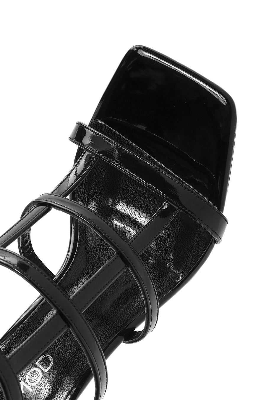 Women's Black Ankle Buckle Thin Heel Patent Leather Sandals