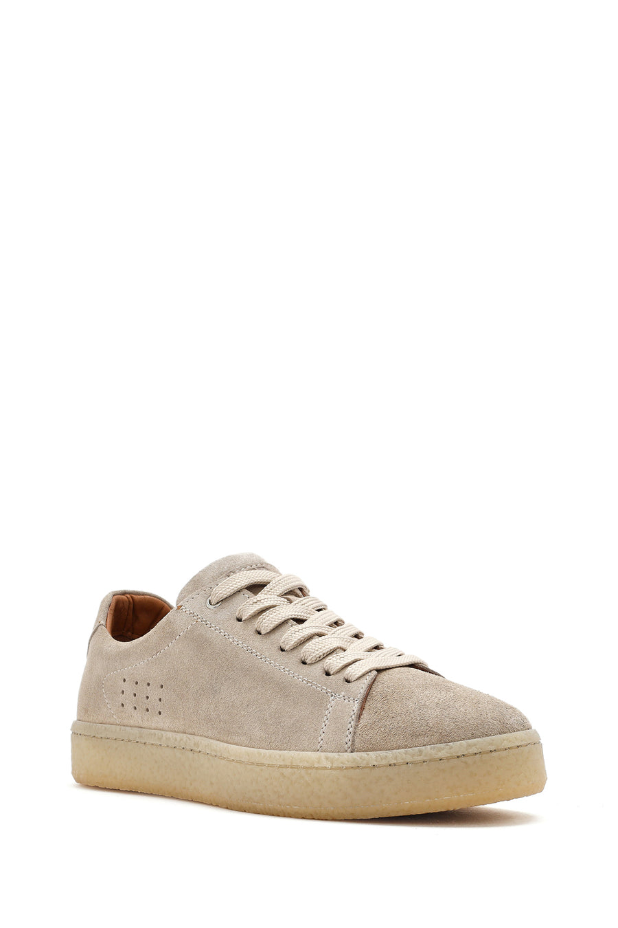 Men's Beige Lace-Up Suede Leather Sneaker