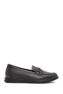 Women's Black Buckle Detailed Leather Comfort Loafer | Derimod