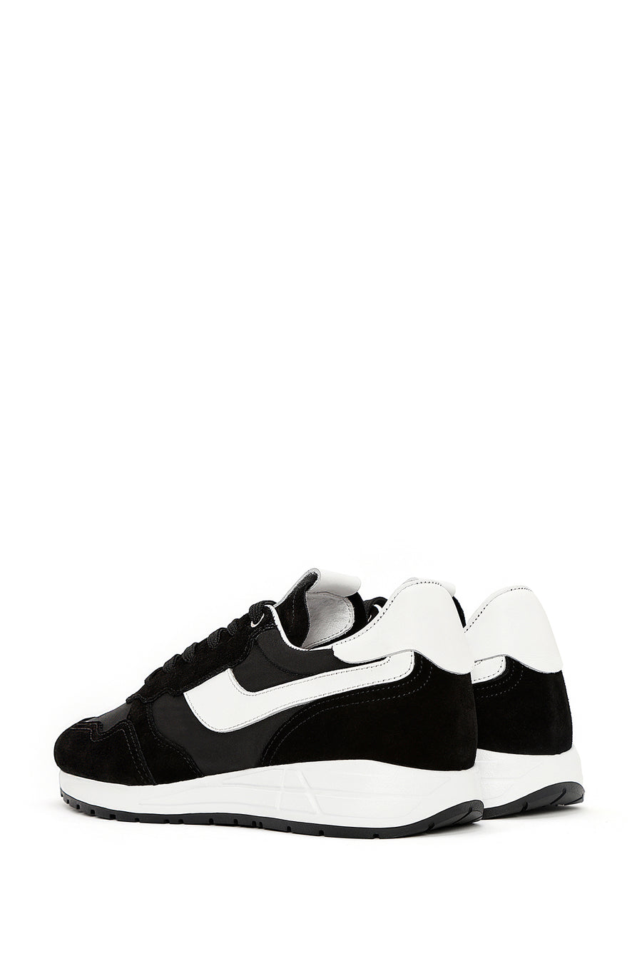 Erkek Siyah Bağcıklı Deri Sneaker