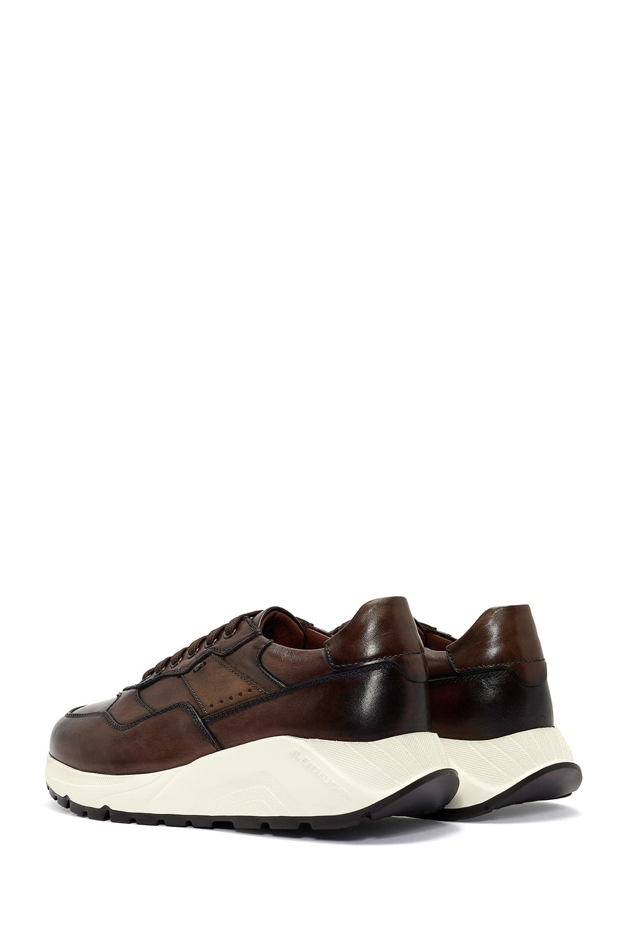 
Men's Brown Thick-Soled Lace-Up Leather Sneaker
