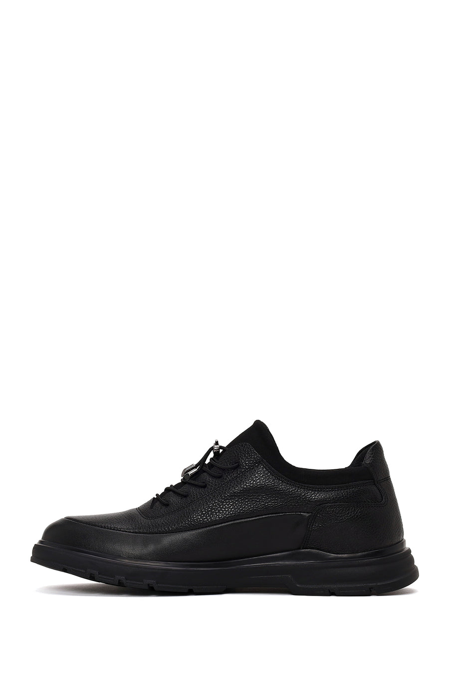 Male Black Lace-up Leather Casual Sneaker