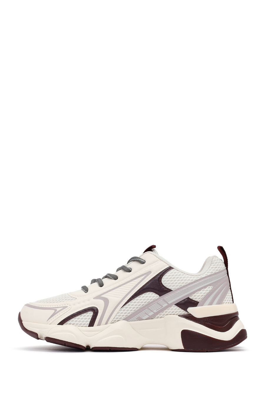 Woman Burgundy Lace-Up Chunky Sneaker