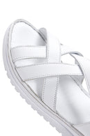 Women's White Leather Comfort Sandals | Derimod