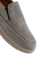 Men's Gray Nubuck Leather Comfort Loafer | Derimod