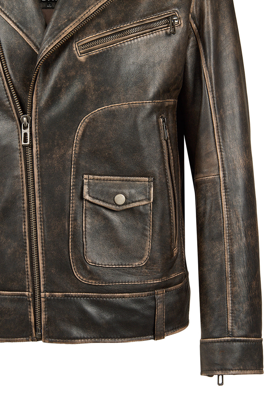 Carter Men's Brown Biker Leather Coat