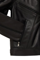 Vanessa Women's Black Shirt Collar Short Oversize Leather Jacket | Derimod