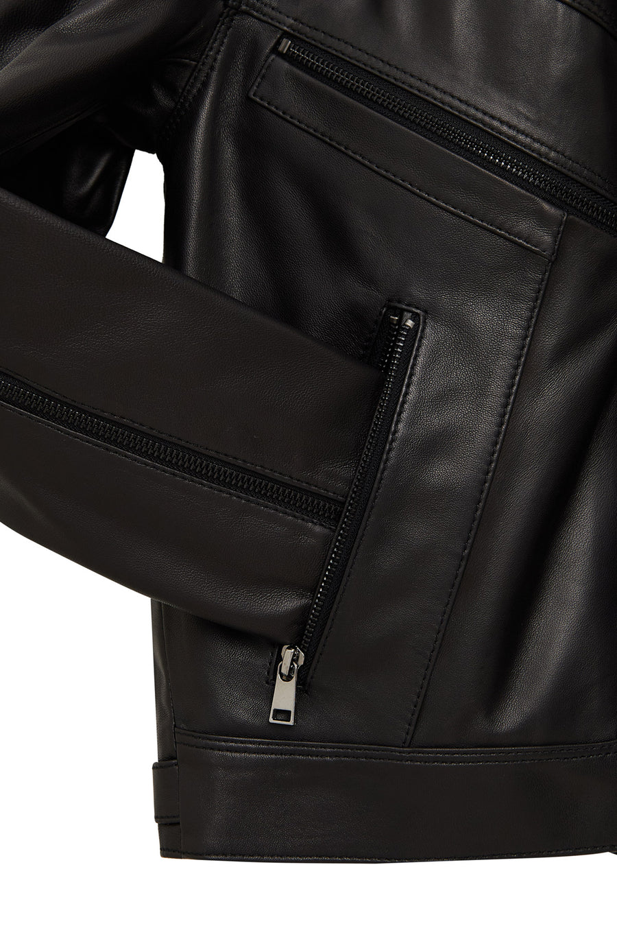 Vanessa Women's Black Shirt Collar Short Oversize Leather Jacket