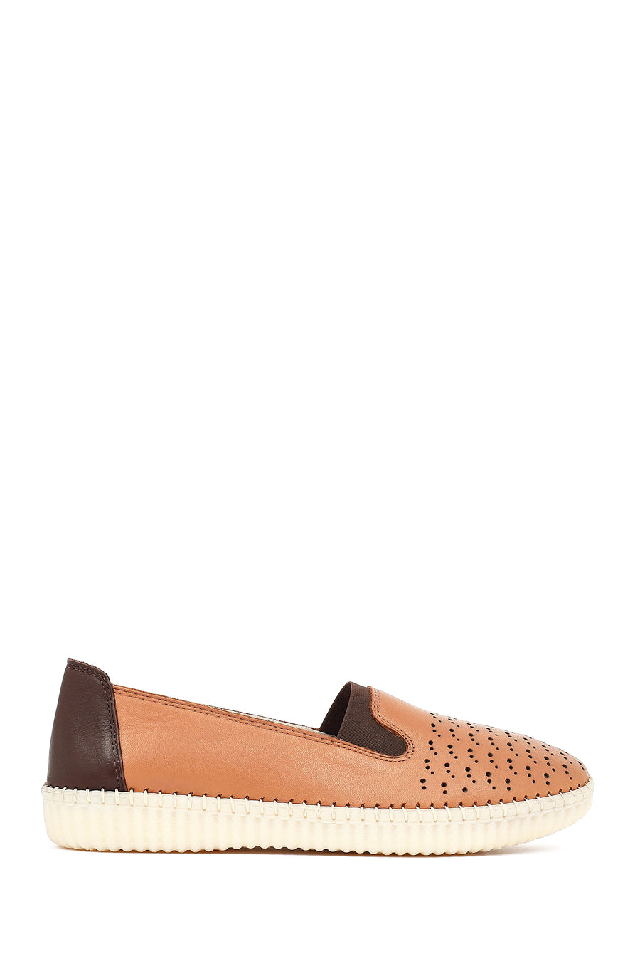 Woman Tan Leather Comfort Shoes 26PFD500818 | Derimod