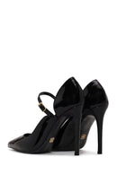 Woman Black Buckled High Thin-Heeled Patent Leather Leather Shoes | Derimod