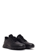 Erkek Siyah Bağcıklı Deri Casual Sneaker | Derimod