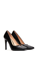 Women's Black Thin Heeled Leather Stiletto | Derimod