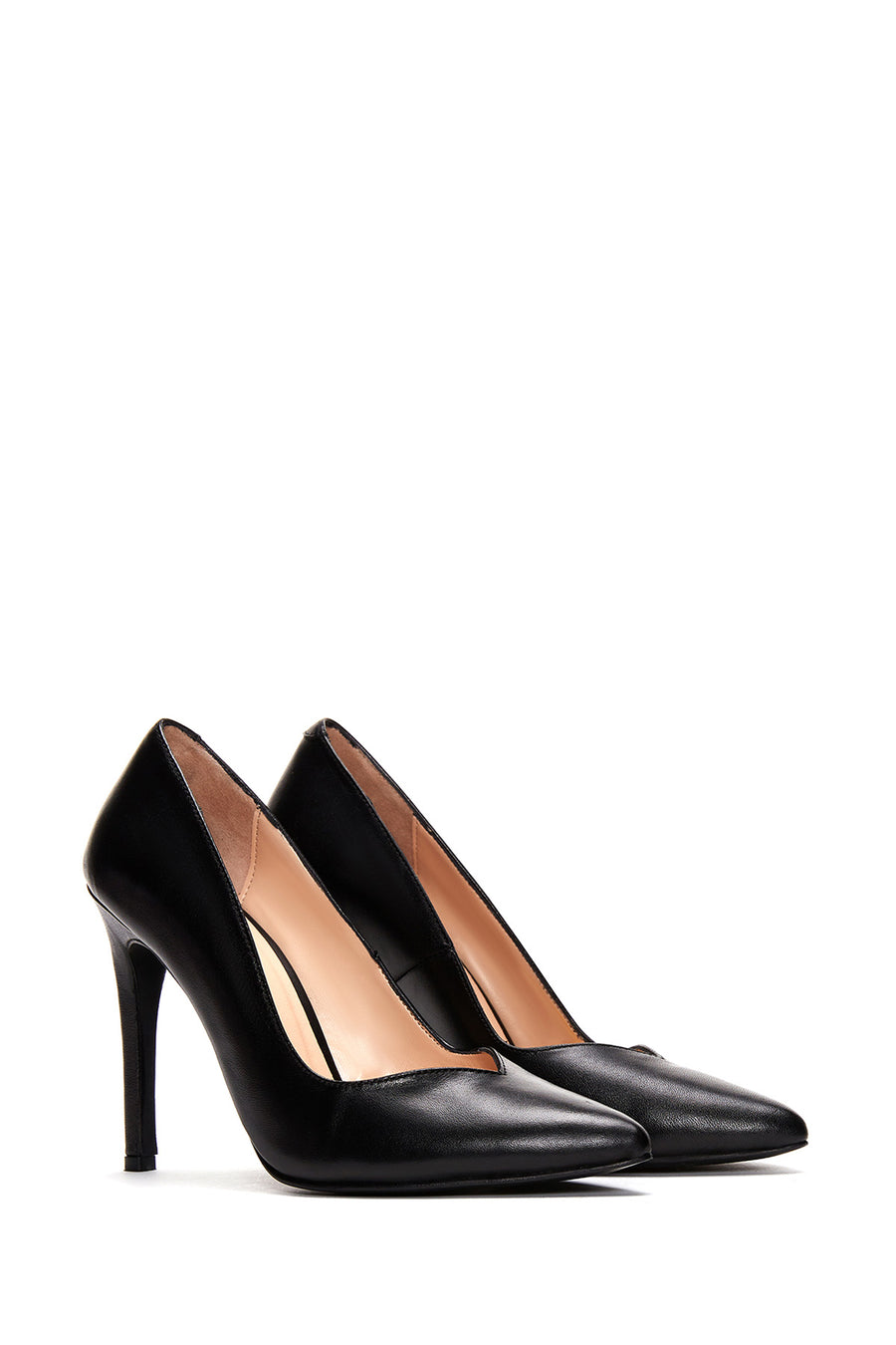 Woman Black Stiletto Heels Leather Stiletto